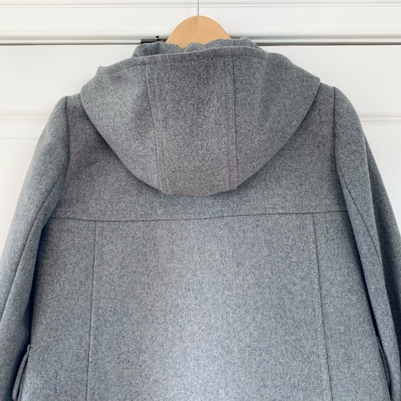 J. Crew Melton Wool Duffle Toggle Coat Italian Hooded Stadium Cloth Gray Size 4 - Picture 4 of 9